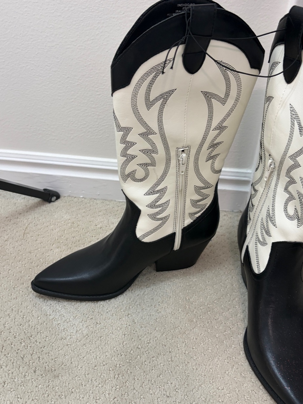 Indigo Black and White Heeled Boots - Picture 9 of 9